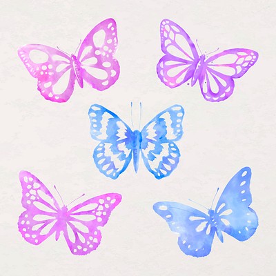 Watercolor butterfly psd sticker, design