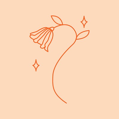 Minimal aesthetic flower illustration peach