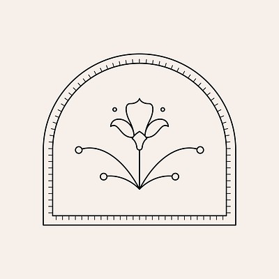 Minimal badge, floral ornament, minimal design illustration