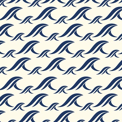 Tidal wave pattern background, blue seamless design vector