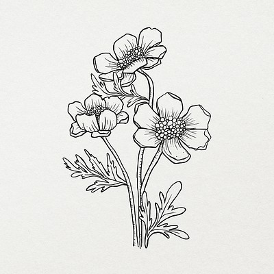 Hand drawn flower sticker, minimal  Premium Vector Illustration - rawpixel