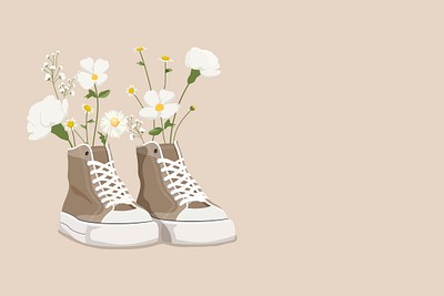 Cute shoes background, flower design, | Premium Vector - rawpixel