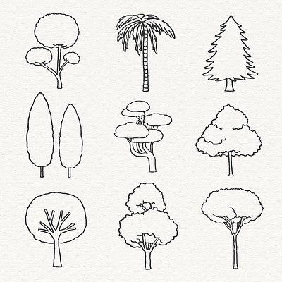 Simple tree line art collage | Premium PSD - rawpixel