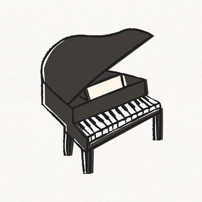 Sticker ng grand piano, doodle ng musikaSticker ng grand piano, doodle ng musika  