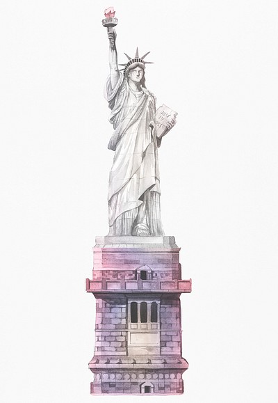 The Statue of Liberty painted by watercolor