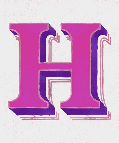 Capital letter H vintage typography style