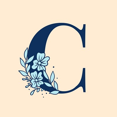 Letter C floral font typography | Premium PSD - rawpixel