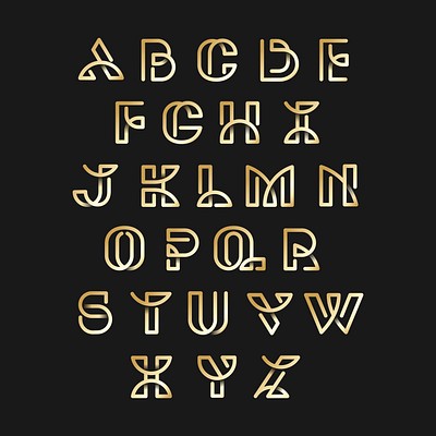 Golden retro alphabets vector set | Premium Vector - rawpixel