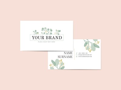 Foliage White Business Card Template 