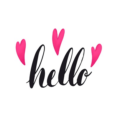 The word hello typography decorated with hearts vector