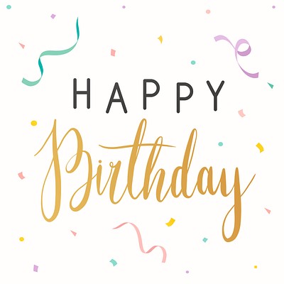 Happy birthday typography card vector | Premium Vector - rawpixel