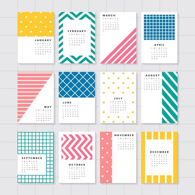 Pastel patterned calendar 2019 vector | Premium Vector - rawpixel