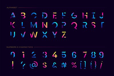 English alphabet vibrant typography vector | Premium Vector - rawpixel