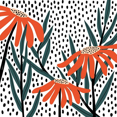 Orange daisy polka dot background | Premium Vector - rawpixel