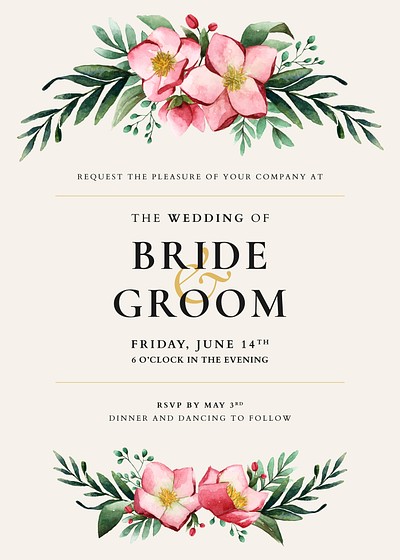 Flowers invitation card template vector | Premium Vector - rawpixel