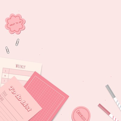 Pink stationery planner set vector | Premium Vector - rawpixel