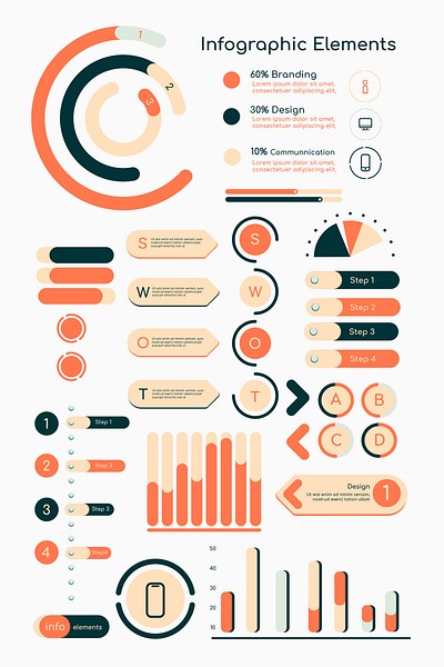 Orange infographic design elements vector | Premium Vector - rawpixel