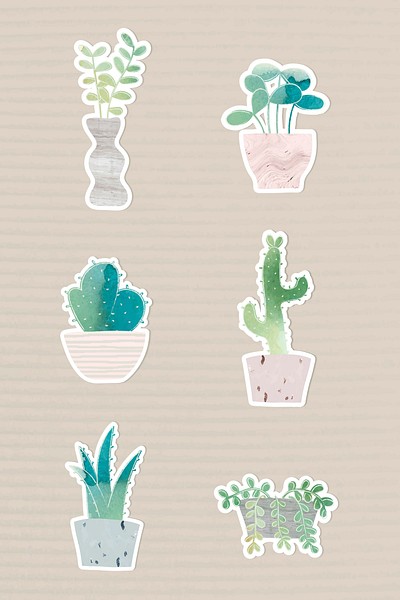 Watercolor potted plants collection vector | Premium Vector - rawpixel