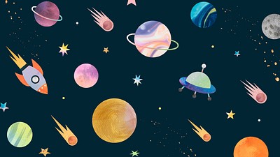 Colorful galaxy watercolor doodle black | Premium Vector - rawpixel