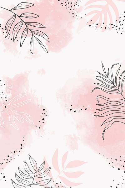 Pink leafy watercolor background vector | Premium Vector - rawpixel