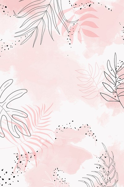 Pink leafy watercolor background vector | Premium Vector - rawpixel