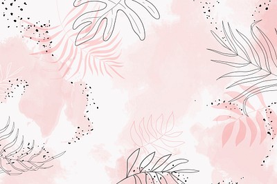 Pink leafy watercolor background vector | Premium Vector - rawpixel