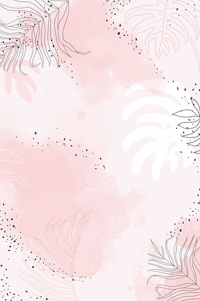 Pink leafy watercolor background vector | Premium Vector - rawpixel