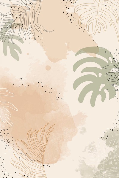 Beige leafy watercolor background vector | Premium Vector - rawpixel