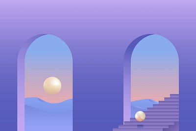 Moon purple sky modern art | Premium Vector - rawpixel