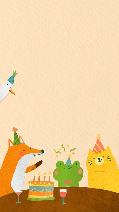 Animal doodle birthday mobile phone | Premium Vector Illustration ...