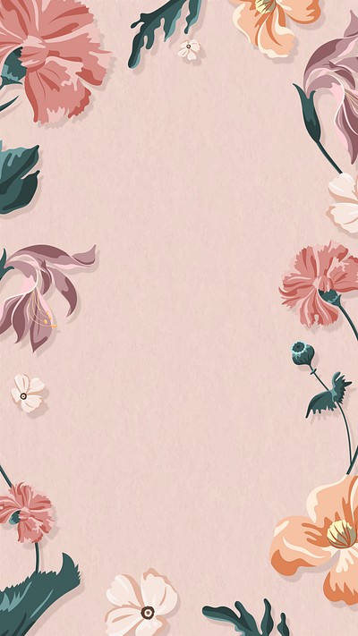 Blooming floral frame on a pink | Premium Vector - rawpixel