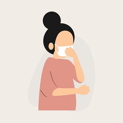 Woman wearing face mask coughing | Free Vector Illustration - rawpixel