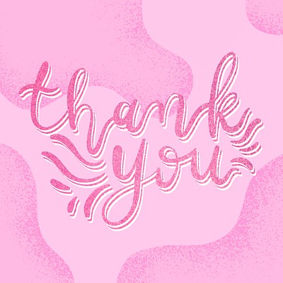 Pink thank you calligraphy word glitter typography