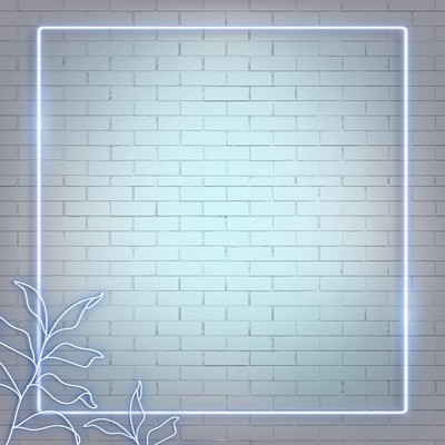 Neon lights rectangle frame with leaves | Premium Vector - rawpixel