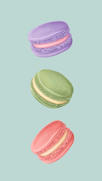 Illustration of colorful macarons on green | Premium PSD - rawpixel