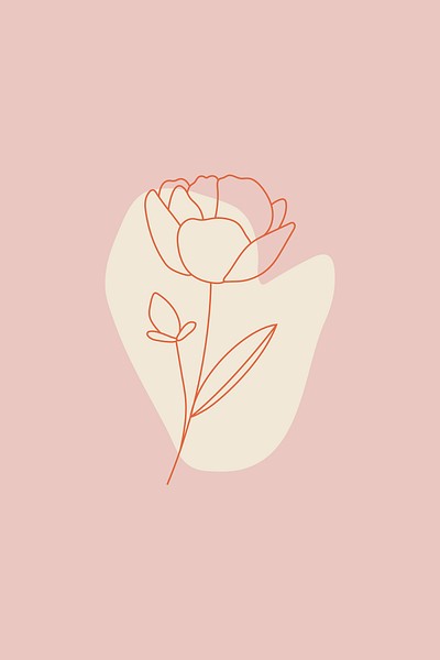 Flower line art pink background | Premium Vector - rawpixel