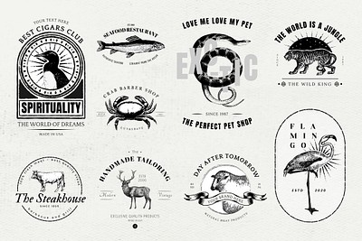 Vintage business badge vector retro animal logo set