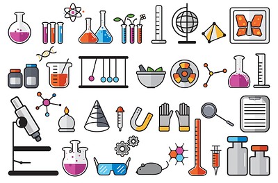 Illustration chemistry laboratory instruments set | Premium Vector ...