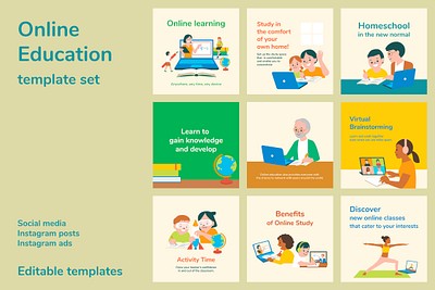 Online learning editable template vector | Free Vector - rawpixel