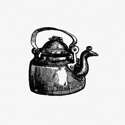 Vintage Tea Kettle Hand Draw Engraving Illustration Black And White  Isolated On White Background Stock Illustration - Download Image Now -  iStock