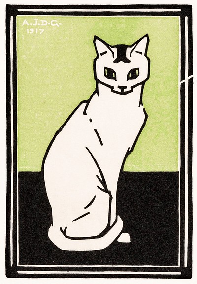 Sitting cat (1917) Julie de | Free Photo Illustration - rawpixel