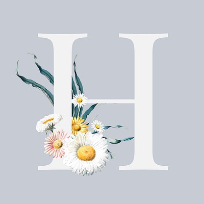 Letter H psd vintage floral | Premium PSD - rawpixel