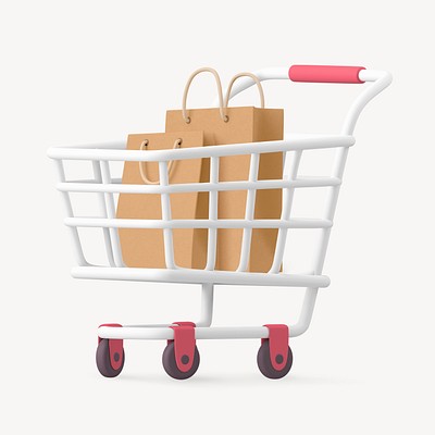 Shopping cart png bags, 3D