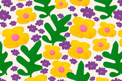 Flower pattern background, paper craft colorful design