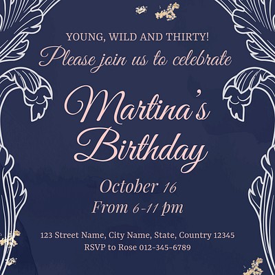 Birthday invitation template, aesthetic flower | Free Vector Template ...