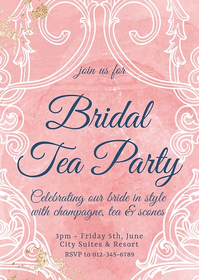 Tea party invitation poster template, | Premium Vector Template - rawpixel