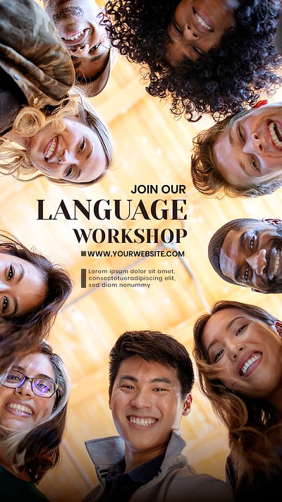 Language workshop social media advertisement | Premium PSD Template ...