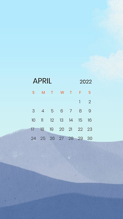 Mountain abstract April monthly calendar | Premium PSD - rawpixel