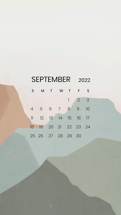 Mountain September monthly calendar iPhone | Premium PSD - rawpixel