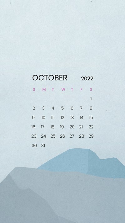 Mountain October monthly calendar iPhone | Premium PSD - rawpixel